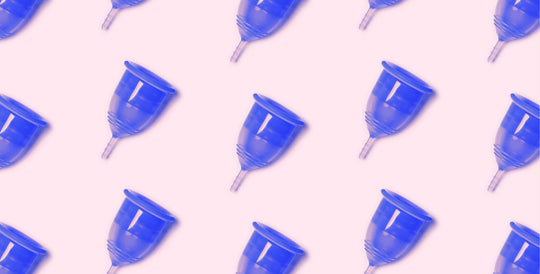 Several blue menstrual cups wallpaper